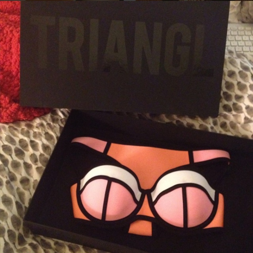 triangl swimwear Pink & Coral Neoprene Bikini Top - triangl swimwear